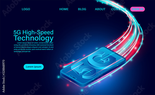 5g High-speed Technology concept. Network Communication Wireless Internet. network connection fastest internet. isometric flat design vector illustration