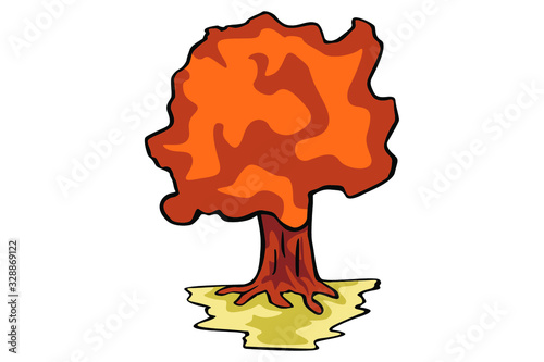 vector illustration of a tree in autumn