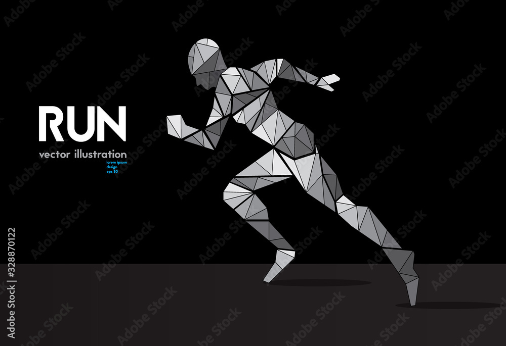 man running on black background