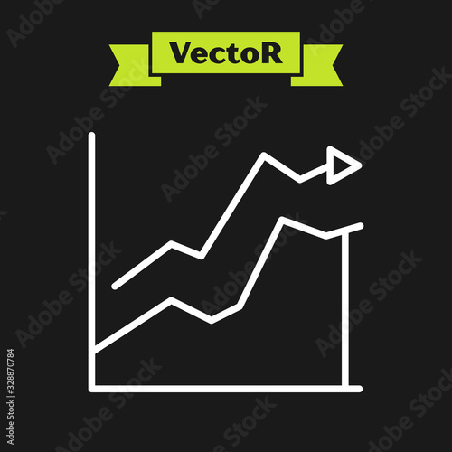 White line Oil price increase icon isolated on black background. Oil industry crisis concept. Vector Illustration