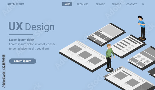 user experince banner for website template isometric concept photo