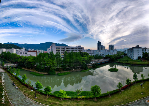 Dusk in the beautiful Ouhai district of Wenzhou