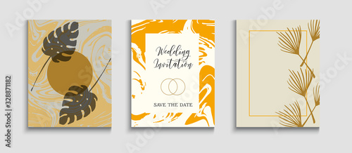 Abstract Hipster Vector Flyers Set. Japanese Style Invitation. Hand 