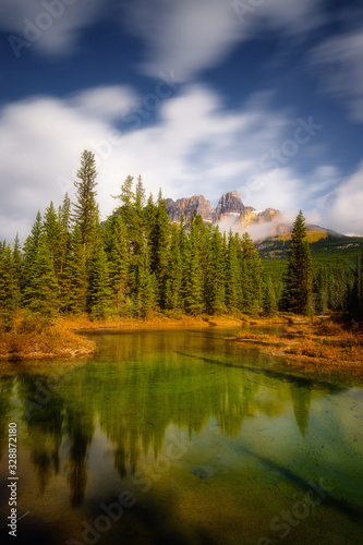 Castle Mountain at Bow river in Alberta