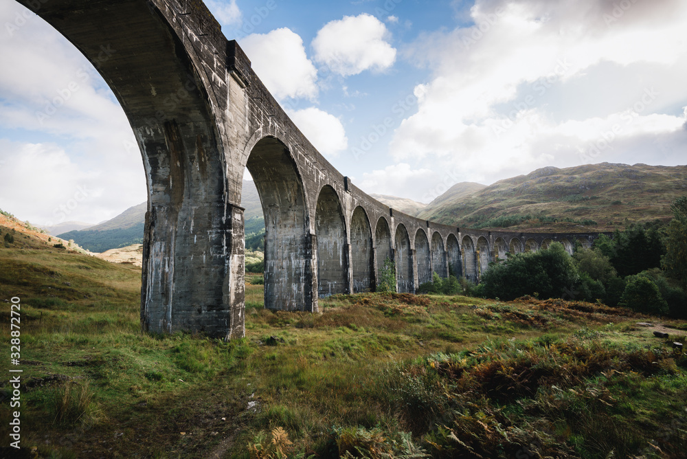 Fototapeta premium Beneath the Glenfinnan Viaduct in the Scottish Highlands