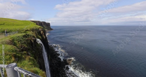 Wallpaper Mural Picturesque landscape of a mountain waterfall and traditional nature of Scotland. 4K Footage. Torontodigital.ca