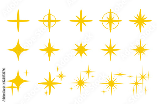 Vector golden yellow light sparkling.Glittering golden flash effect isolate on white background.