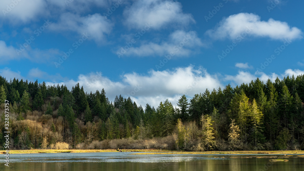 Blue Skies And White Clouds Over Oyster Bay, Washington State Blue Skies And White Clouds Over Oyster Bay, Washington State