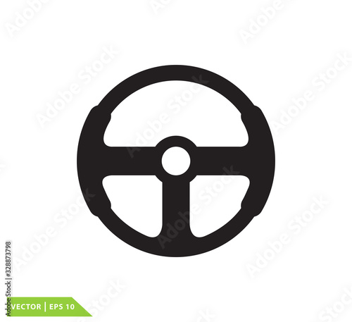 Steering wheel icon vector logo design template