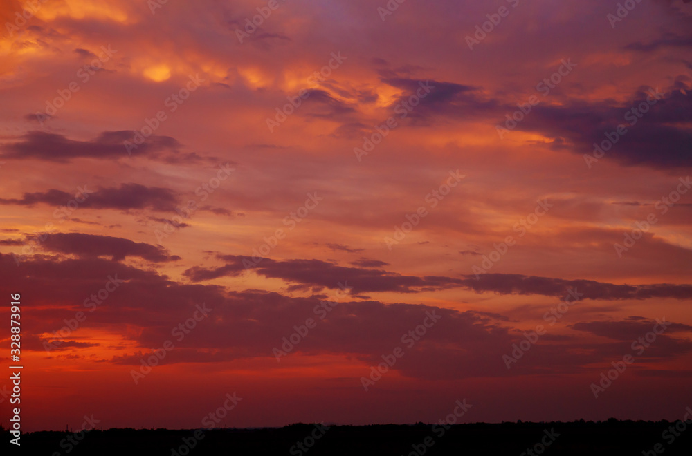 Beautiful sky orange sunset in twilight time