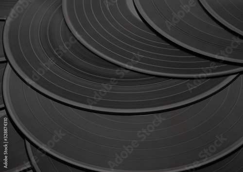Beautiful vinyl records in a dark key very beautiful vintage artwork headphones for listening to music on records
