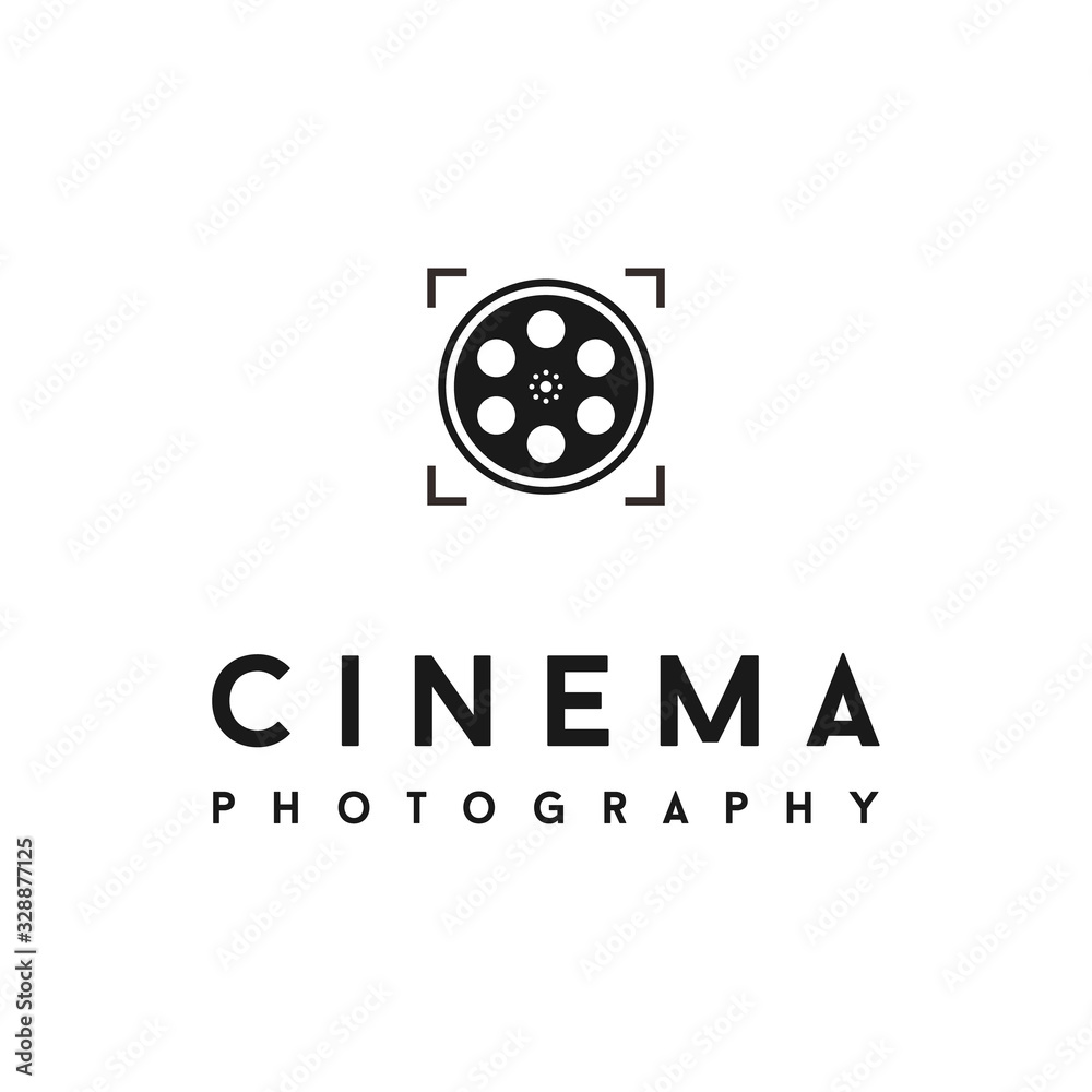 Film Reel, Focus Lens for Cinema Video Photo logo design inspiration
