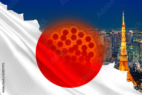Coronavirus in Japan. Flag ...