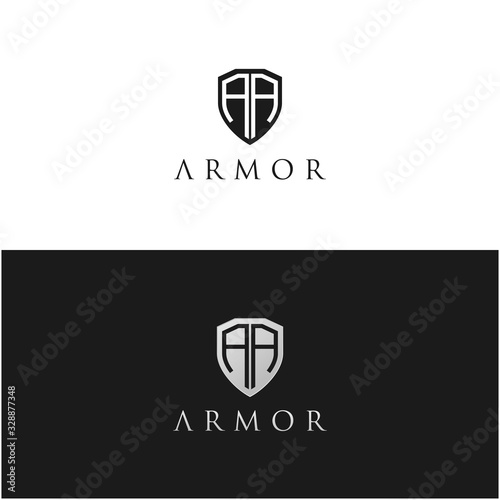 Security Shield / Armor with Initial letter AA logo design inspiration