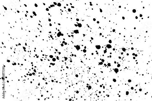 Black blobs isolated on white. Ink splash. Brushes droplets. Grainy texture background. Digitally generated image. Vector illustration  EPS 10.