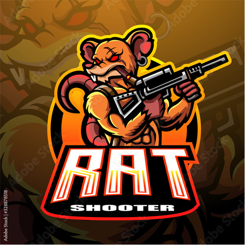 Rat shooter mascot logo for electronic sport gaming logo.