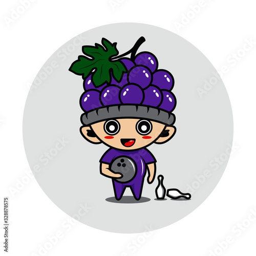 Grape fruit mascot cute characters activity illustration