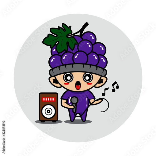 Grape fruit mascot cute characters activity illustration