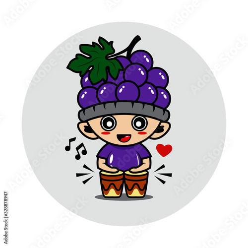 Grape fruit mascot cute characters activity illustration