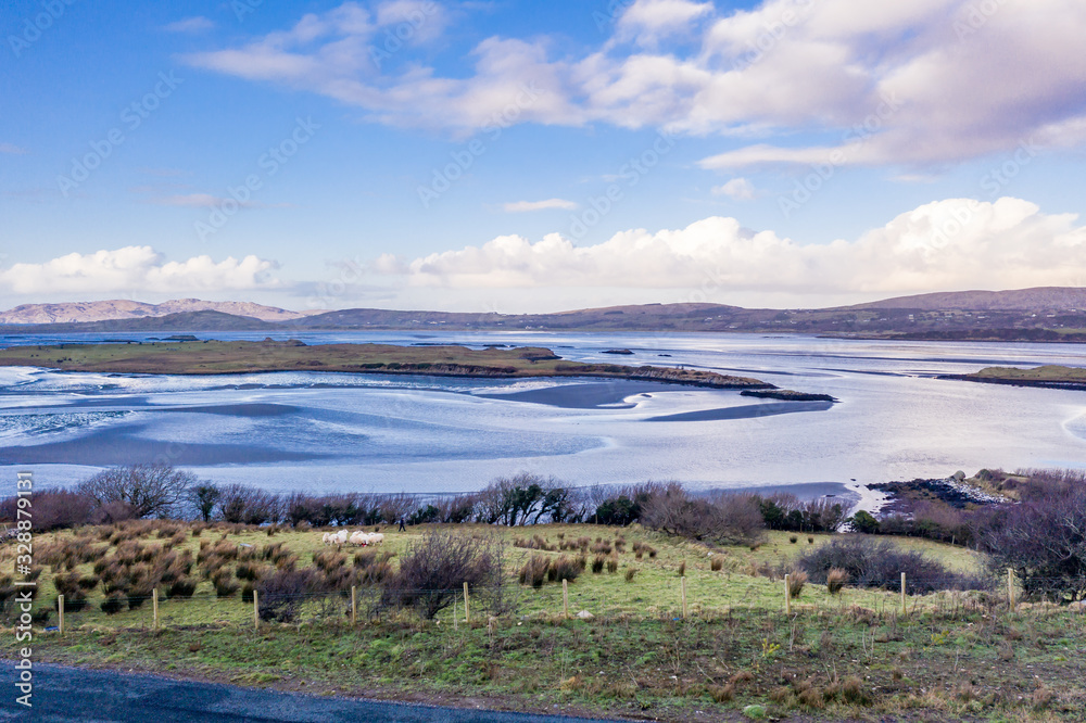 The view from the new Gweebarra bay viewpoint between Glenties and Lettermacaward in County Donegal - Ireland.