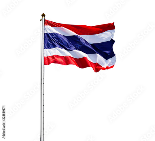 State national flag of Thailand waving isolated on white with clipping path.