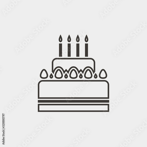 birthday cake vector icon with candles icon template color editable. candle symbol vector sign isolated on white background. Simple logo vector illustration for graphic and web design