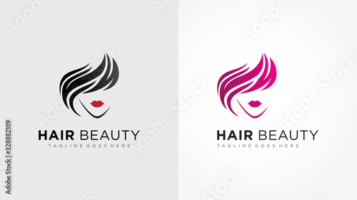 Woman with Short Hair Silhouette. Usable for Beauty Salon, Cosmetic and Spa Center Logos. Flat Vector Logo Design Template Element.