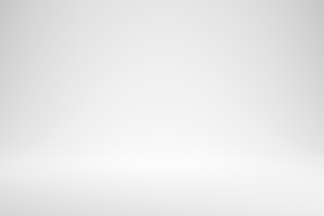Blank white gradient background with product display. White backdrop or empty studio with room floor. 3D rendering.