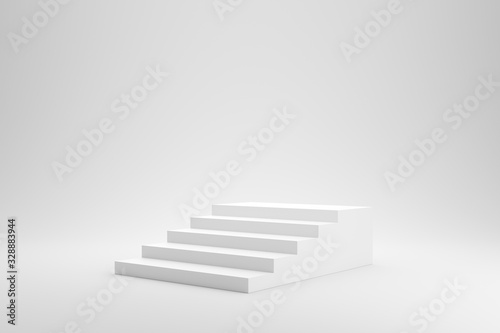 Slika na platnu Blank stairs or staircase on white studio background with success concept