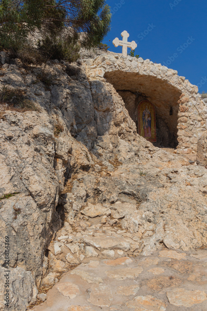 View to ruins of old Agios Epiphanios church