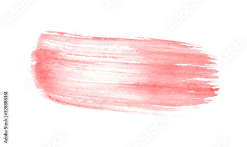 Red paint brush isolated on white. Illustration of a red paint smear