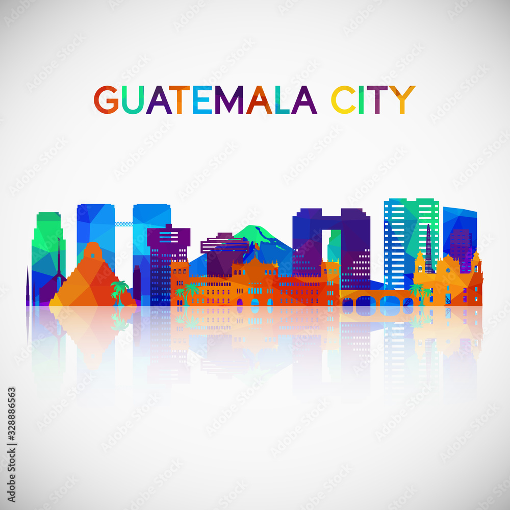 Guatemala city skyline silhouette in colorful geometric style. Symbol for your design. Vector illustration.
