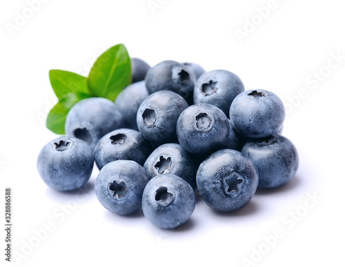 Canvas Print Blueberries with leaves