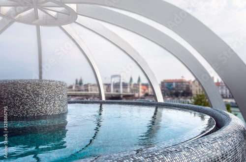 Photography Rooftop thermal pool Danube River