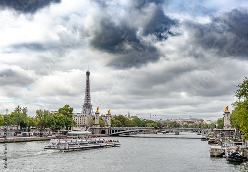 View of the Seine river in Paris, the capital of France.