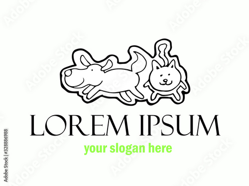 innovative and creative, minimalist animal logo. can use animal clinics, petshop and veterinarian. black and white simple stylish logo.