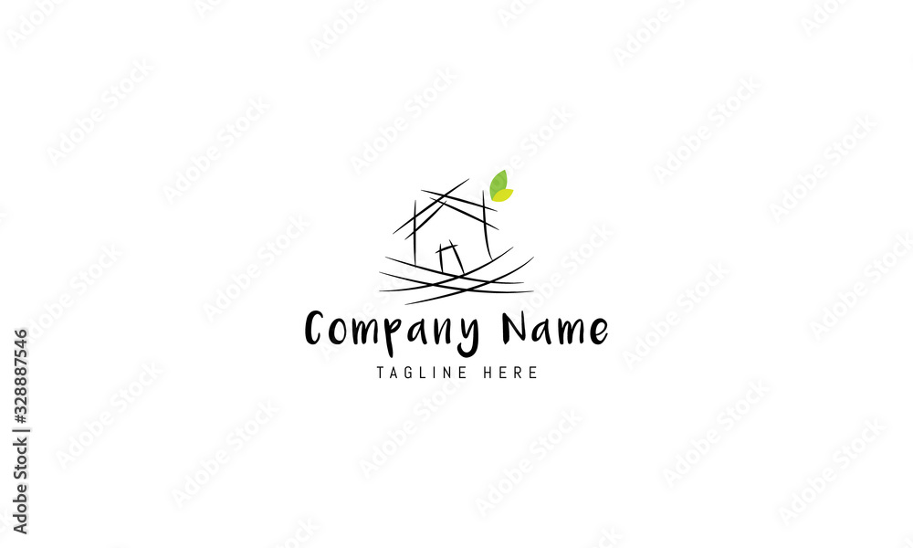 Vector logo on which an abstract image of a house made of tree twigs. Vector logo on which an abstract image of a house made of tree twigs.