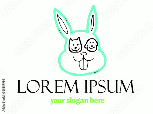 innovative and creative, minimalist animal logo. can use animal clinics, petshop and veterinarian. black and white simple stylish logo.