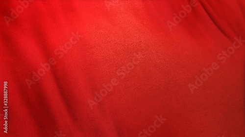 red flag cloth in full frame with selective focus. 3D Illustration of scarlet ruby colored garment with clean natural linen texture for background banner or wallpaper use. photo