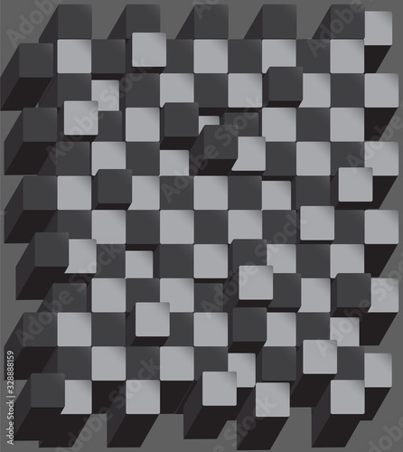 Chess board. Abstract cubes background