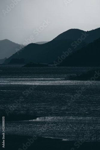 dark tone of mountain layer...