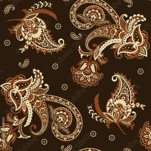 Paisley floral seamless vector pattern