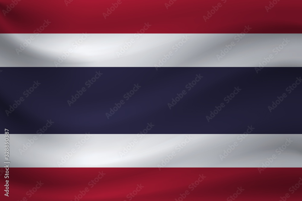 Naklejka premium Waving flag of Thailand. Vector illustration
