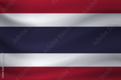 Waving flag of Thailand. Vector illustration