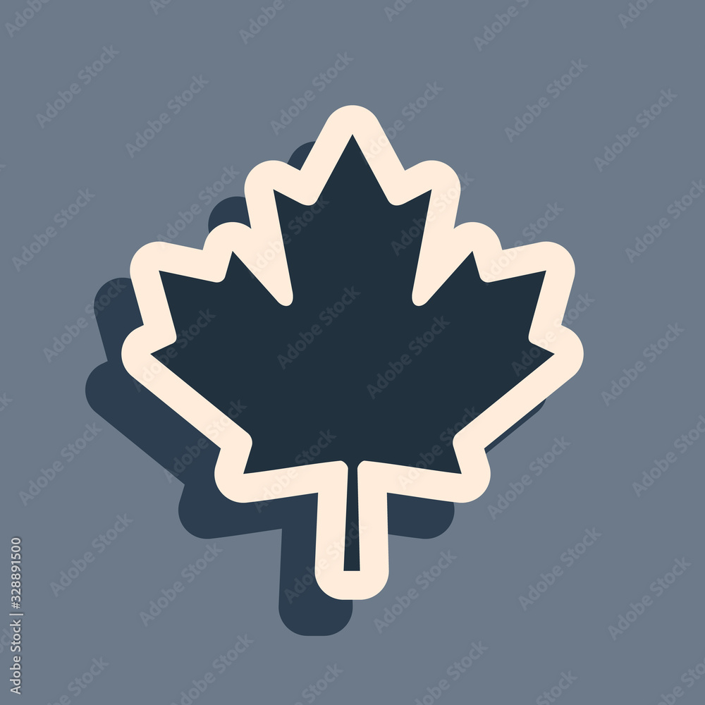 Black Canadian maple leaf icon isolated on grey background. Canada symbol maple leaf. Long shadow style. Vector Illustration Black Canadian maple leaf icon isolated on grey background. Canada symbol maple leaf. Long shadow style. Vector Illustration