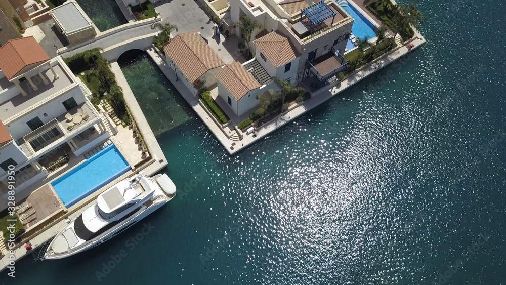 Aerial view of the new houses in marina, Limassol, Cyprus 2019