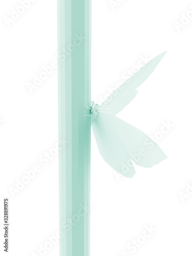 Butterfly polygonal low poly isolated on white background. Close-up. 3d illustration