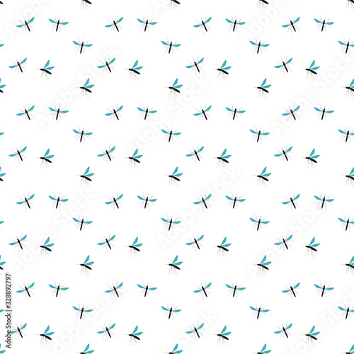 Seamless pattern. Mosquitoes on a white background.