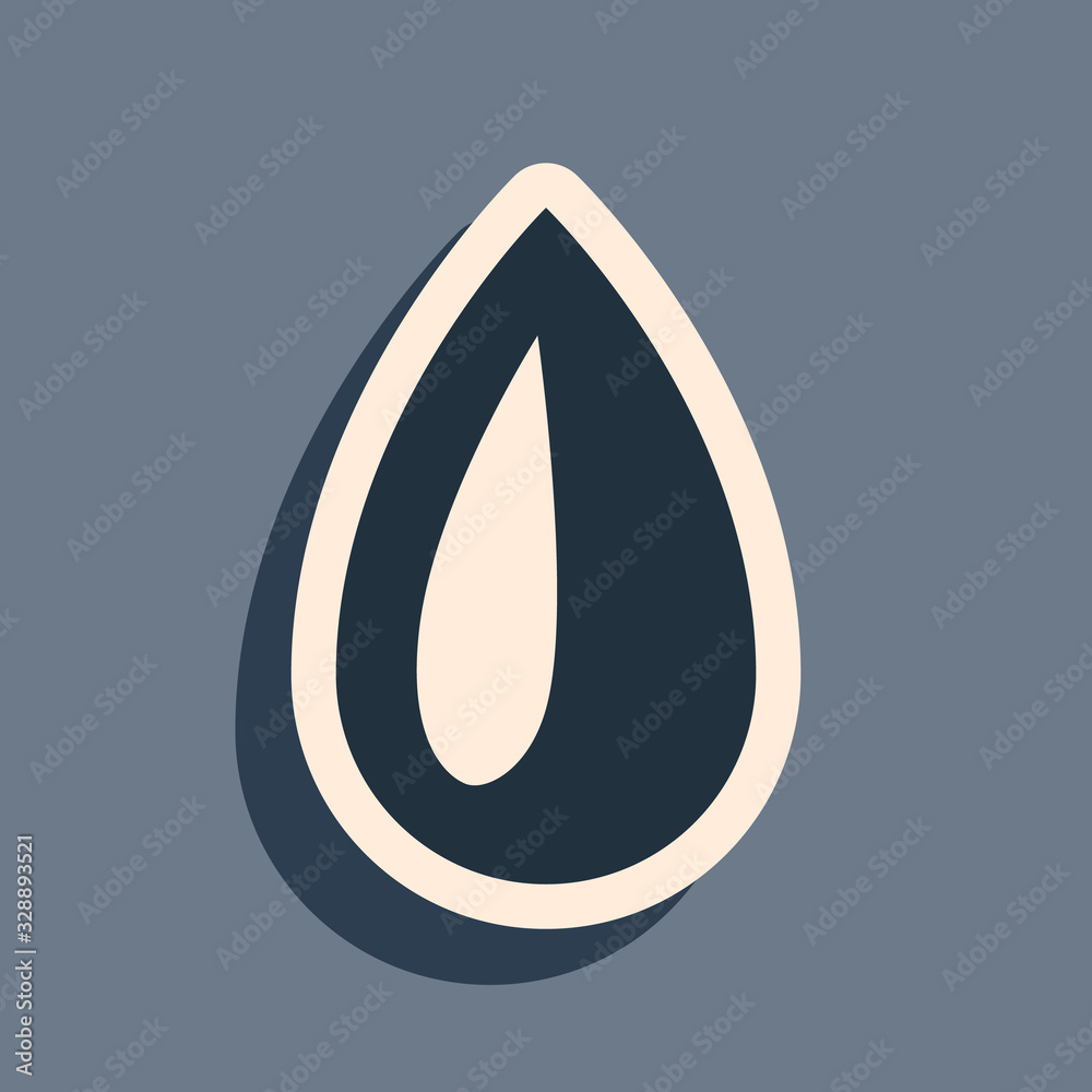 Black Drop icon isolated on grey background. Long shadow style. Vector Illustration Black Drop icon isolated on grey background. Long shadow style. Vector Illustration
