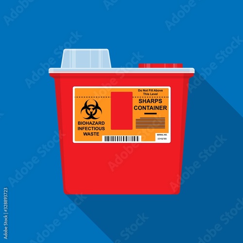 Sharps container HIV trash toxic risk care nurse label caution blood drug lab warning reused worker garbage hygiene danger lancet blade health sanitary virus clinic lacerate scalpel  control injure
